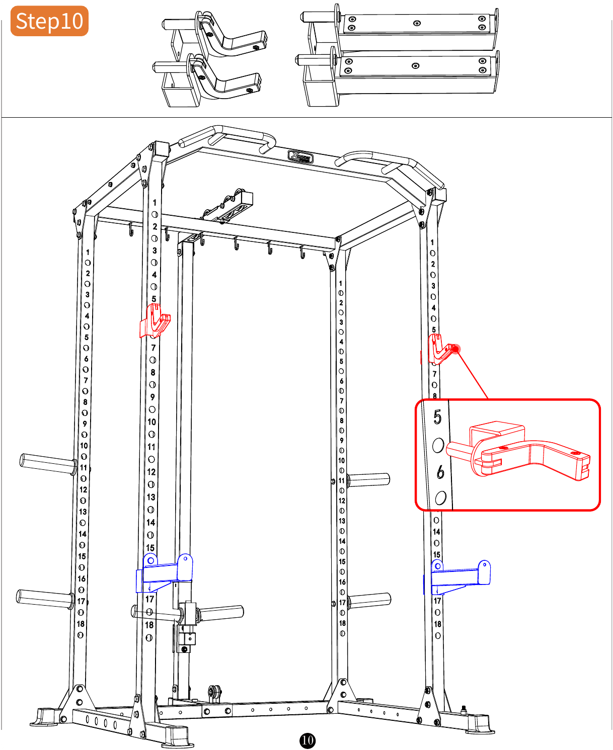 L01 installation diagram for Step 10: Attach the Safety Hooks