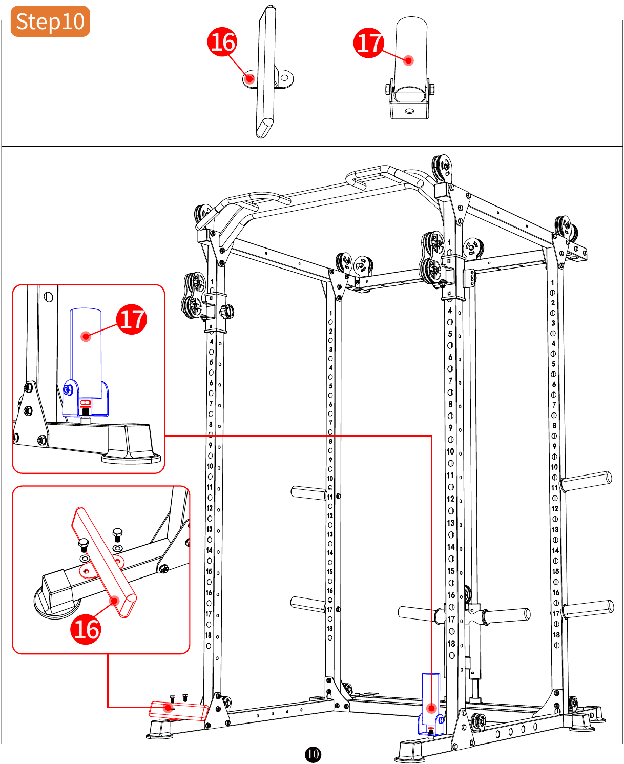 L02 installation diagram for Step 10: Install the Safety Hooks