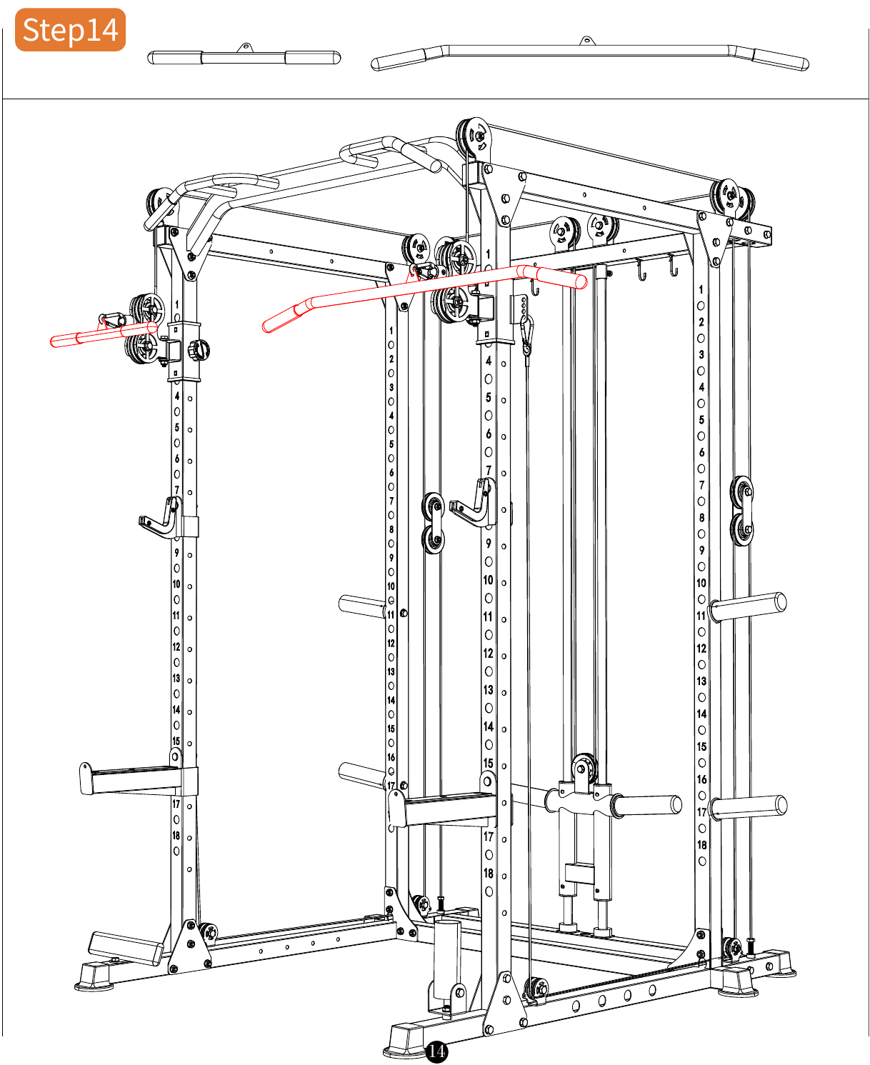 L02 installation diagram for Step 14: Attach the Cable Handles