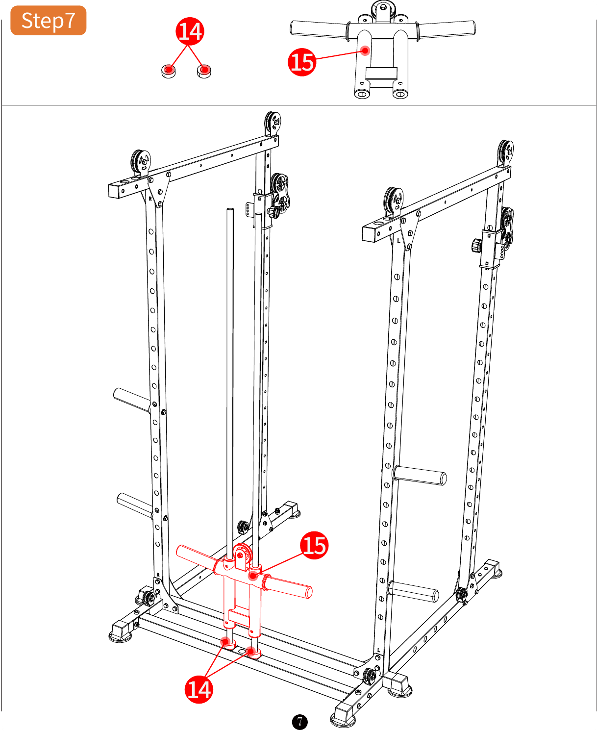 L02 installation diagram for Step 7: Install the Top Crossbar