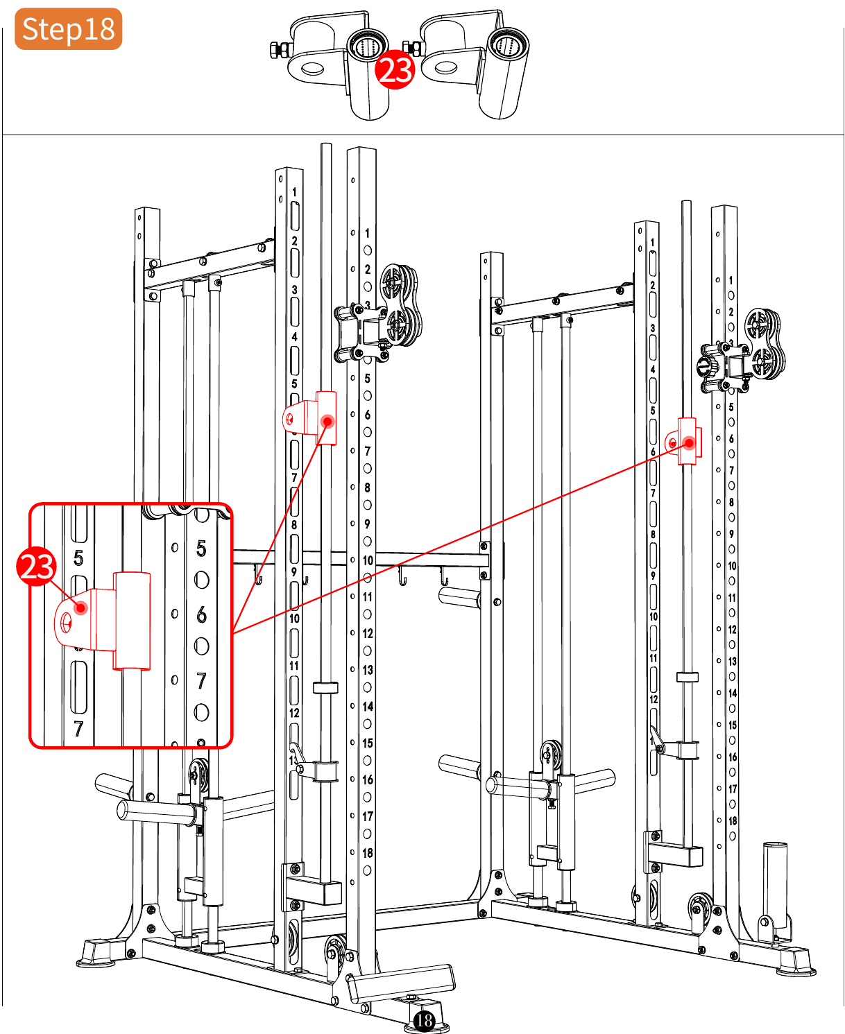 L04 installation diagram for Step 18: Attach the Cable Brackets