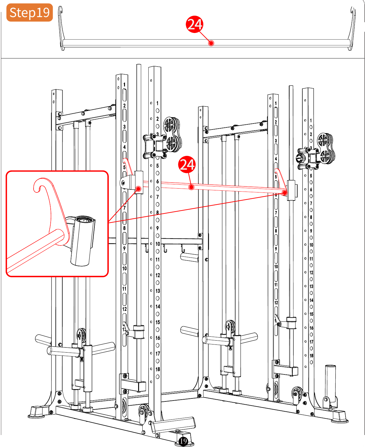 L04 installation diagram for Step 19: Install the Safety Stops