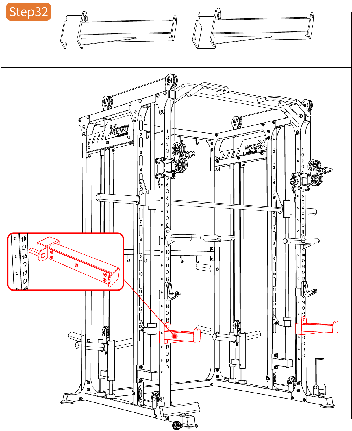 L04 installation diagram for Step 32: Install the Final Supports