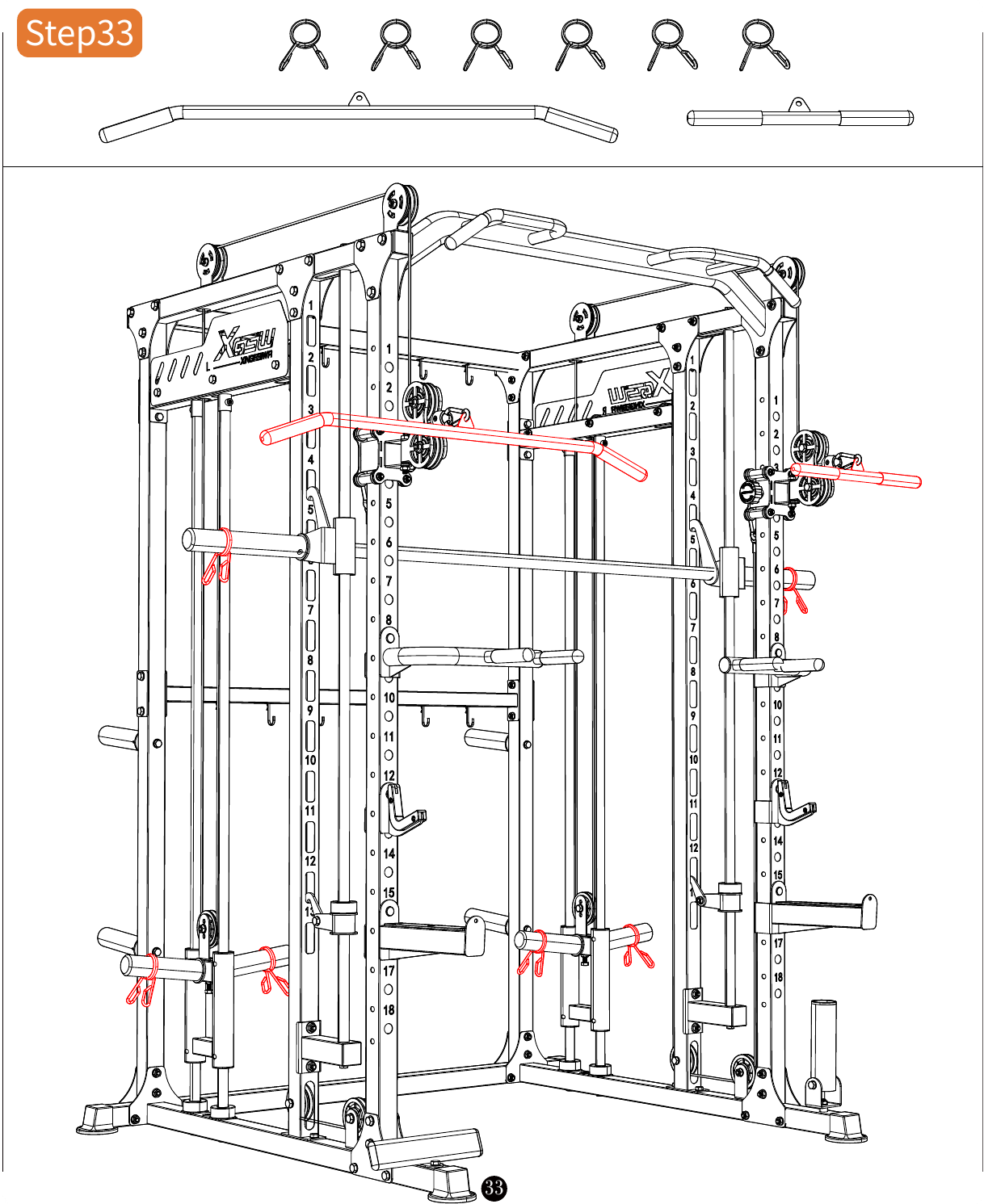 L04 installation diagram for Step 33: Complete the Rack Assembly