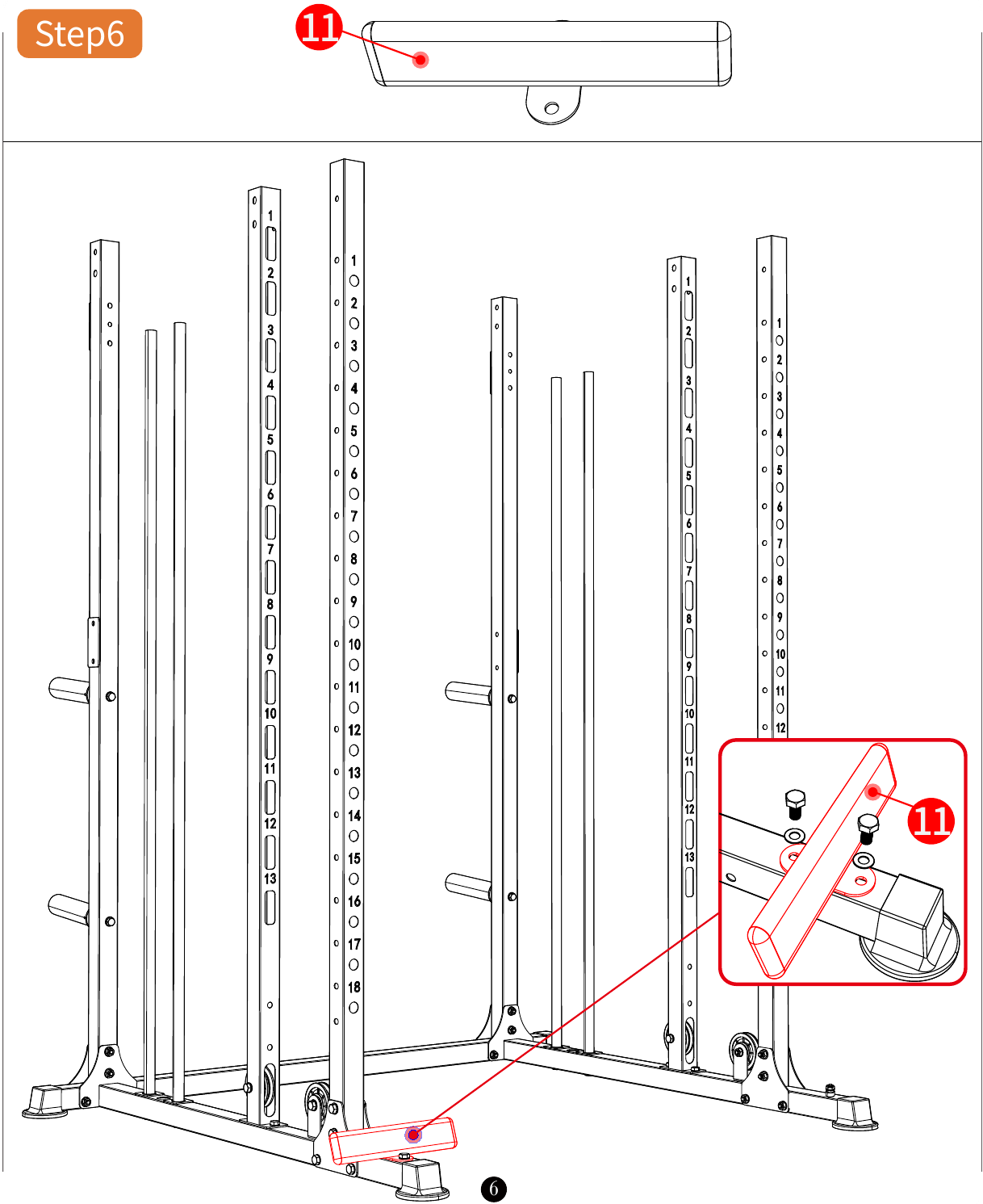 L04 installation diagram for Step 6: Install the Upper Rails