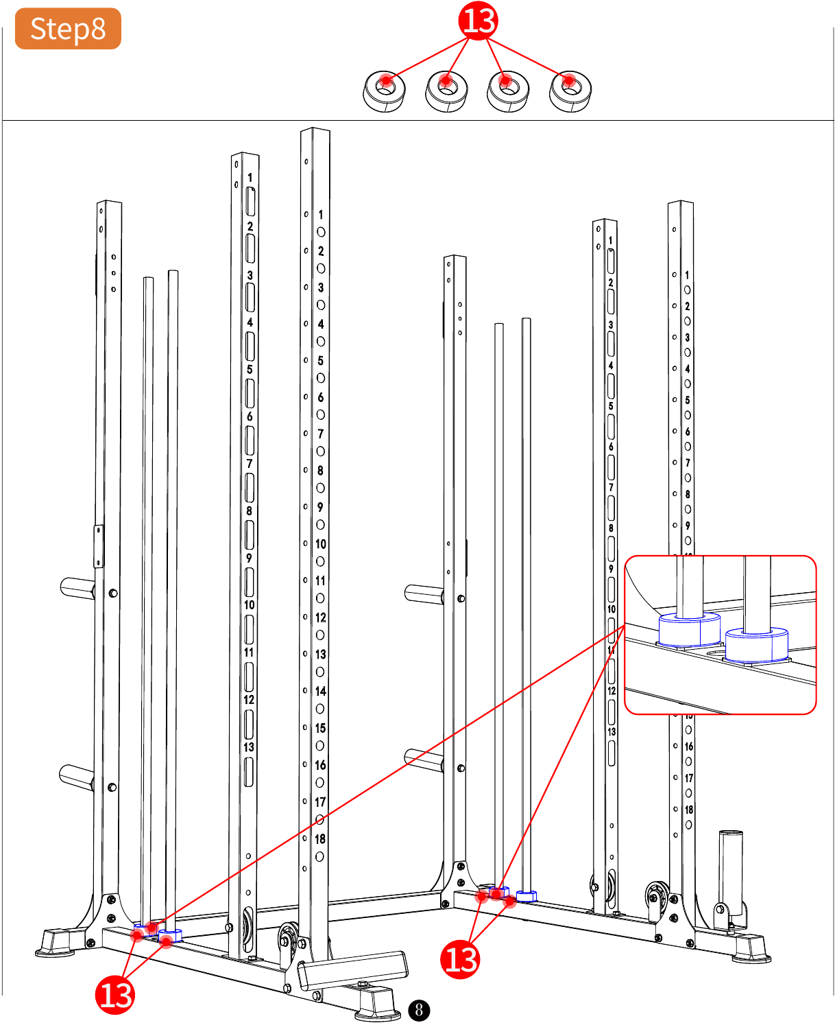 L04 installation diagram for Step 8: Install the Crossmembers