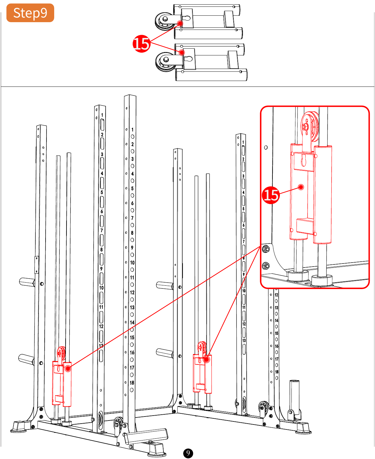 L04 installation diagram for Step 9: Secure the Upright Frame