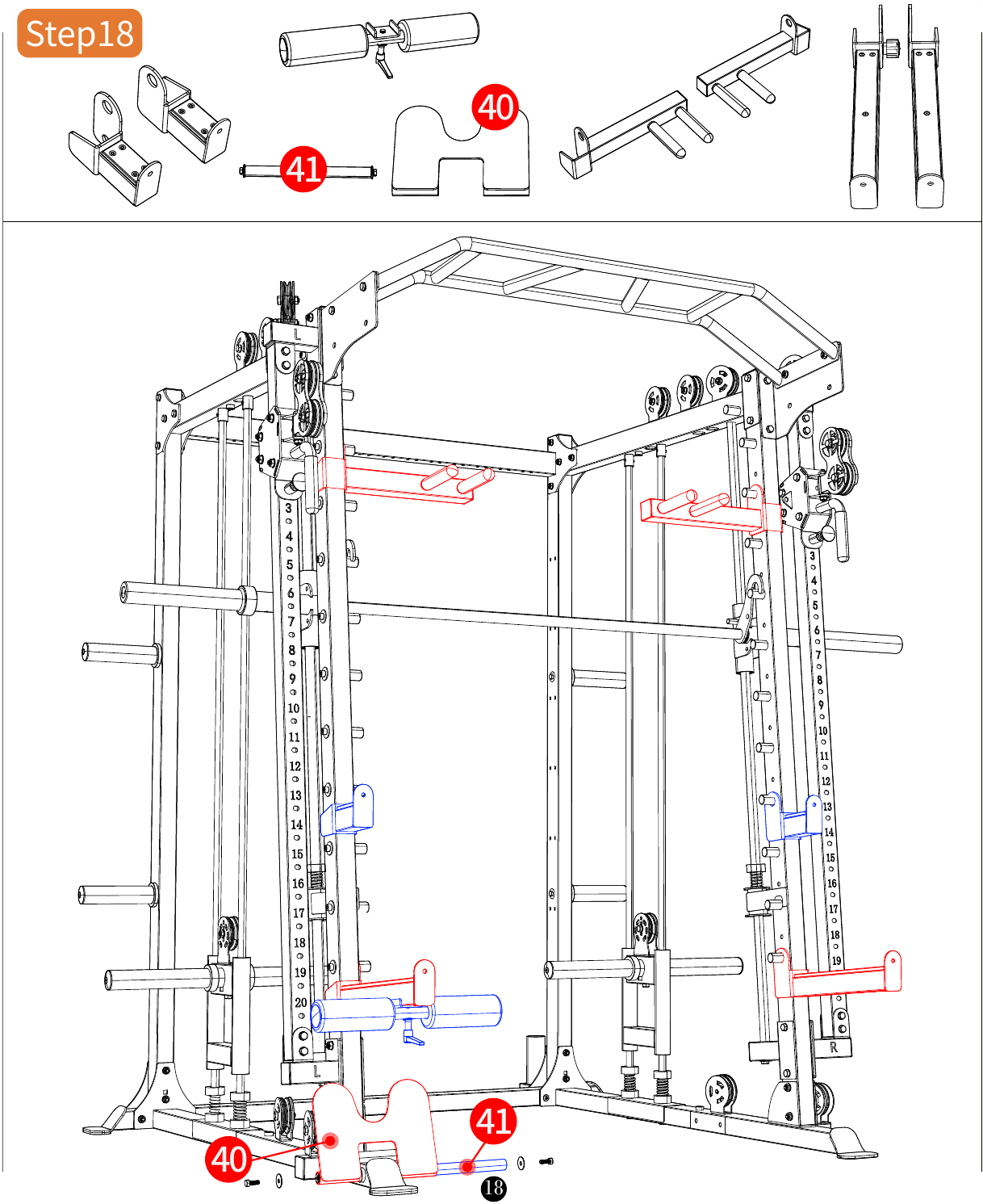 L05 installation diagram for Step 18: Attach the Safety Hooks