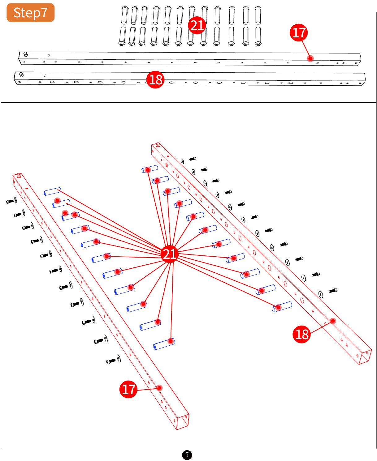 L05 installation diagram for Step 7: Install the Top Crossbar