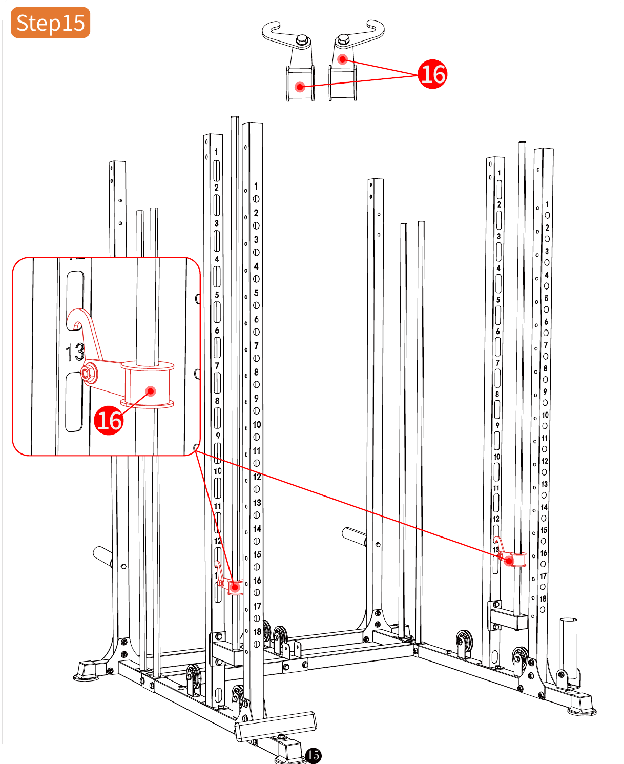 L06 installation diagram for Step 15: Install the Safety Stops
