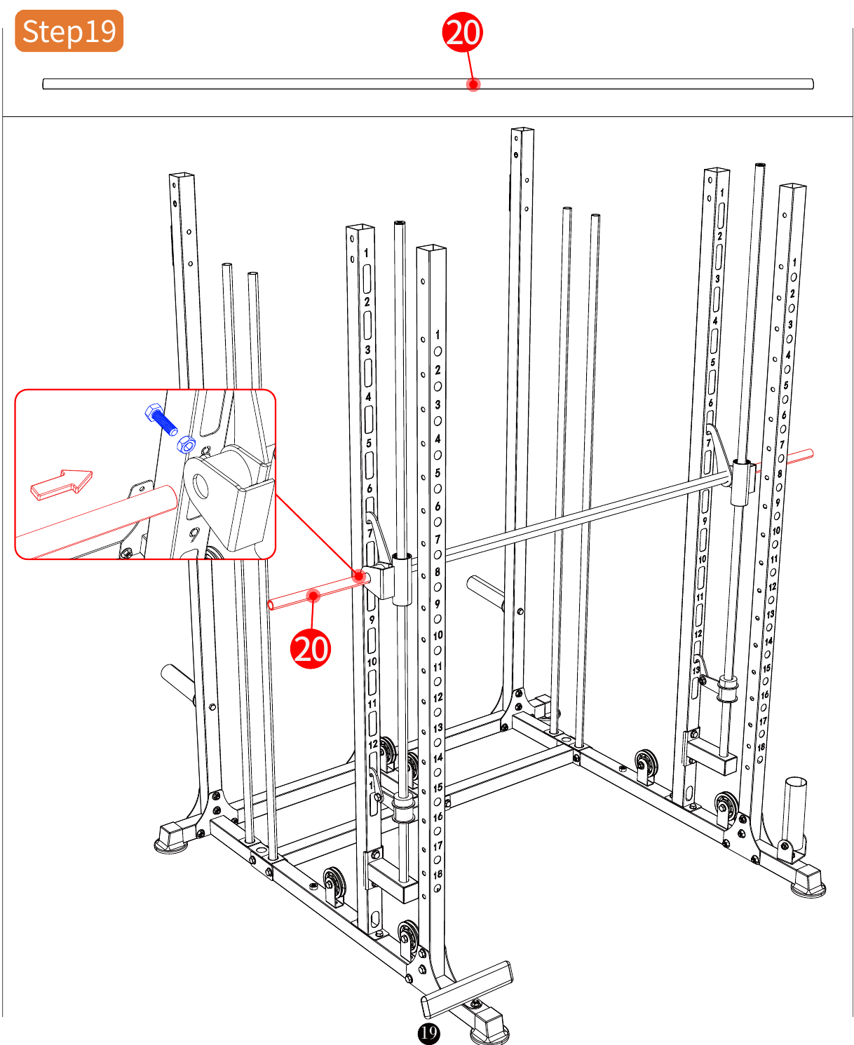 L06 installation diagram for Step 19: Install the Cable Supports