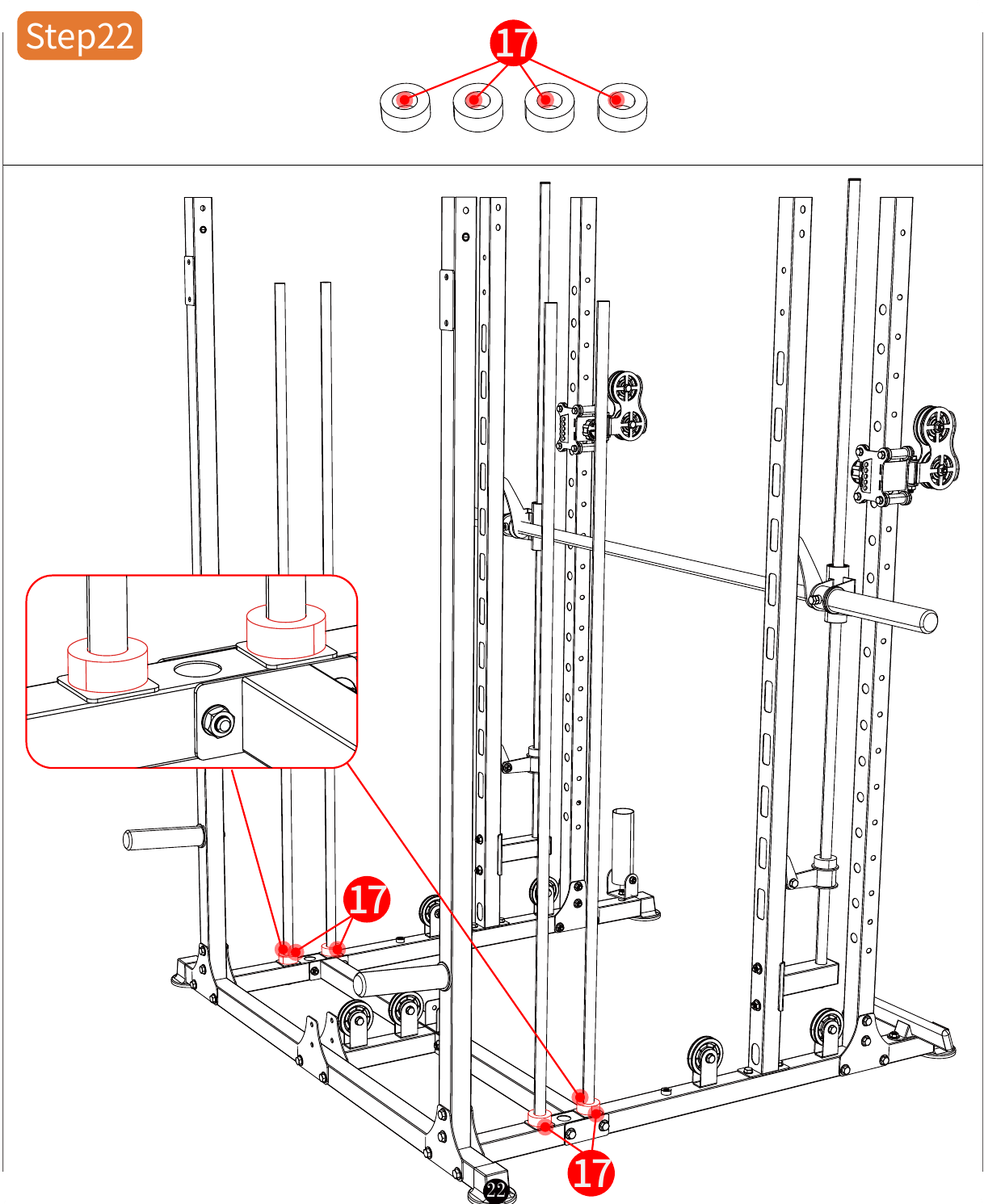 L06 installation diagram for Step 22: Secure the Cable Guides