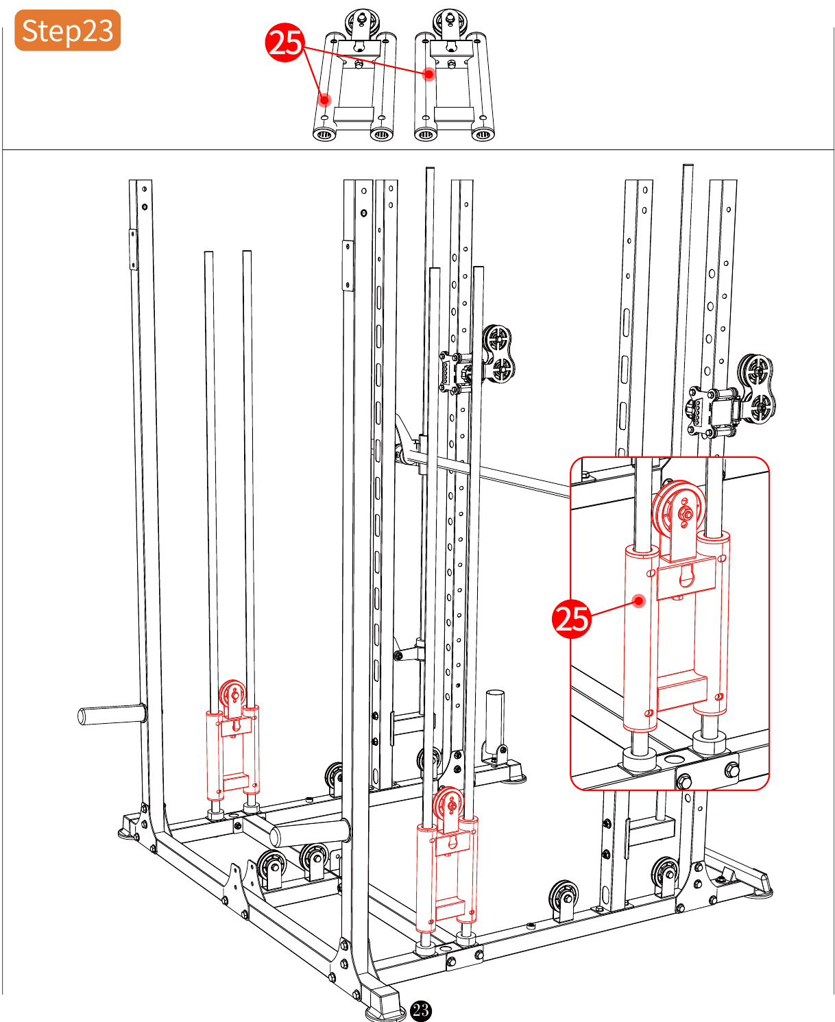 L06 installation diagram for Step 23: Install the Upper Crossbars