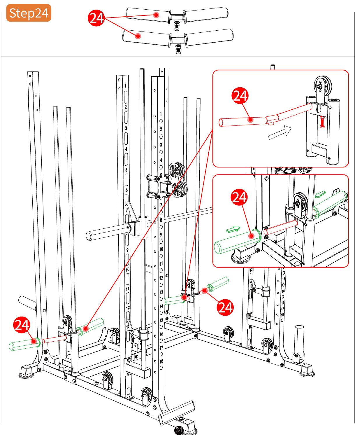 L06 installation diagram for Step 24: Attach the Pull-Up Bar