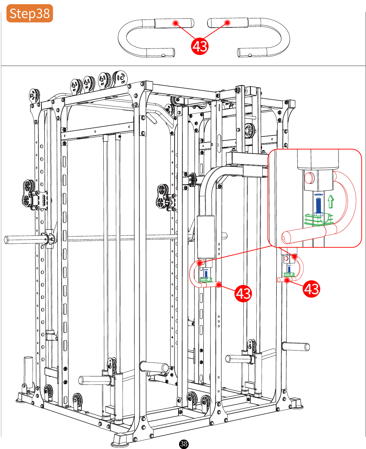 L06 installation diagram for Step 38: Install the Barbell Accessories