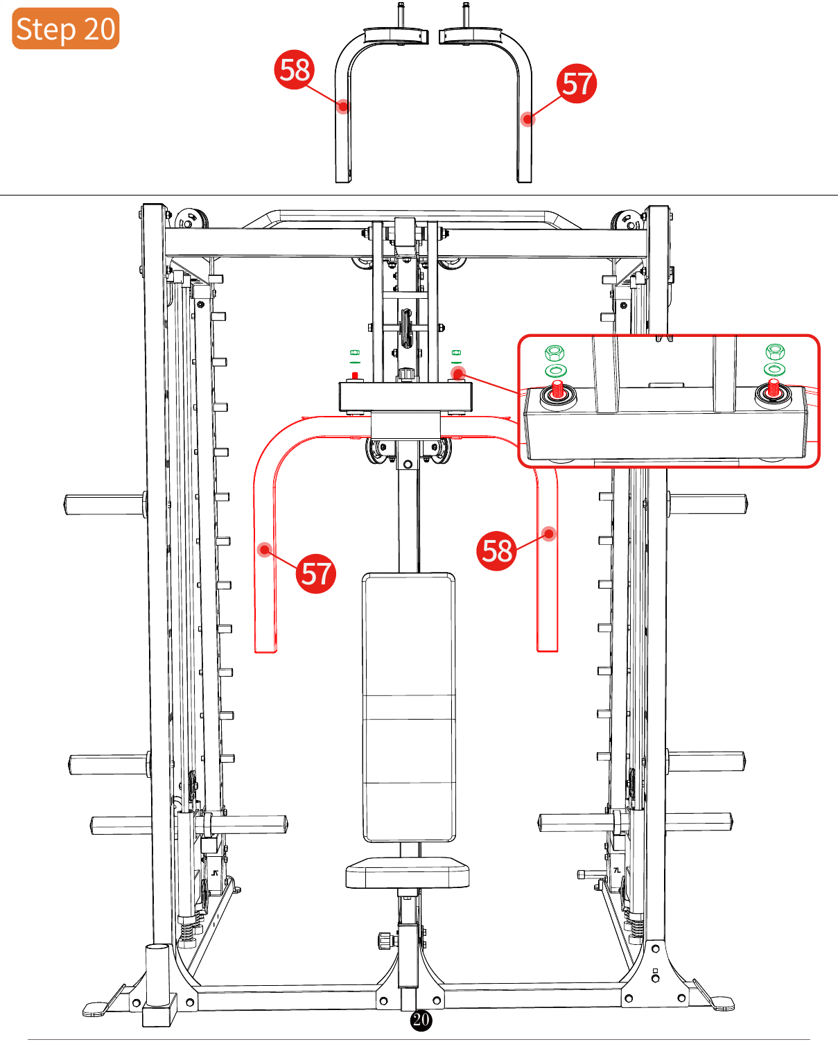 L07 installation diagram for Step 20: Install the Seat and Backrest